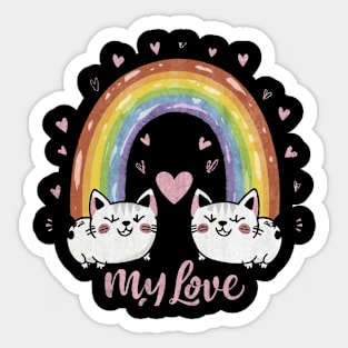 My Rainbow Cat is My Valentine Sticker